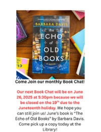 Monthly Book Chat (CHANGE OF DATE!)